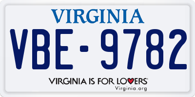 VA license plate VBE9782