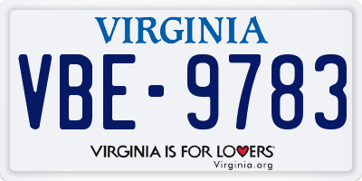 VA license plate VBE9783