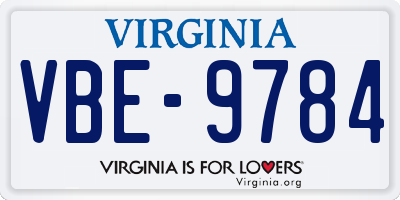 VA license plate VBE9784