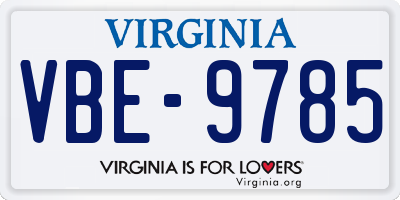 VA license plate VBE9785