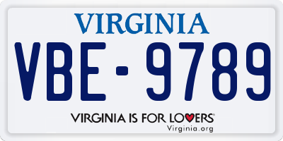 VA license plate VBE9789