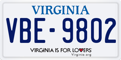 VA license plate VBE9802