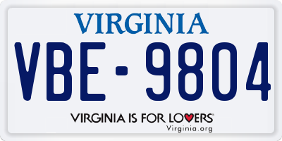 VA license plate VBE9804