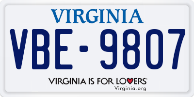VA license plate VBE9807
