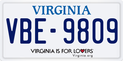 VA license plate VBE9809