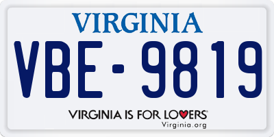 VA license plate VBE9819