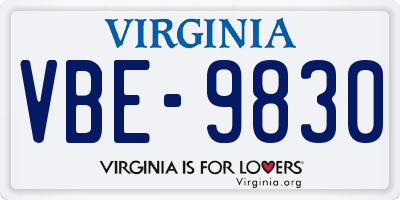 VA license plate VBE9830