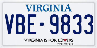 VA license plate VBE9833