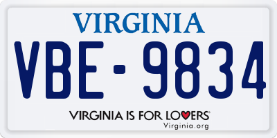 VA license plate VBE9834