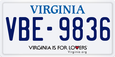 VA license plate VBE9836