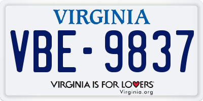 VA license plate VBE9837