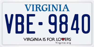 VA license plate VBE9840