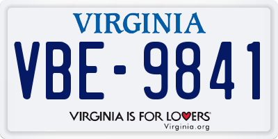VA license plate VBE9841