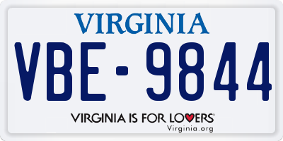 VA license plate VBE9844