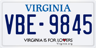 VA license plate VBE9845
