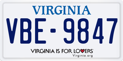 VA license plate VBE9847