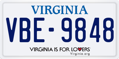 VA license plate VBE9848