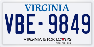 VA license plate VBE9849