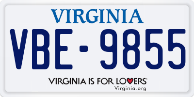 VA license plate VBE9855