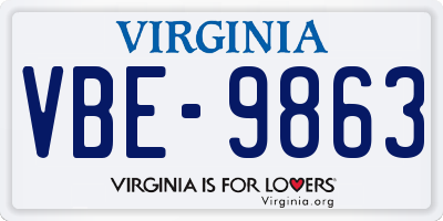 VA license plate VBE9863