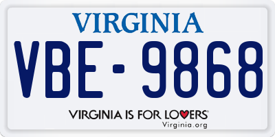 VA license plate VBE9868