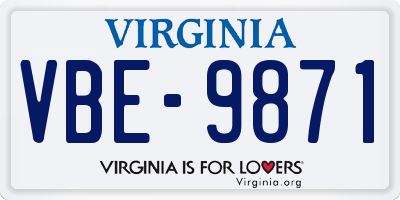 VA license plate VBE9871