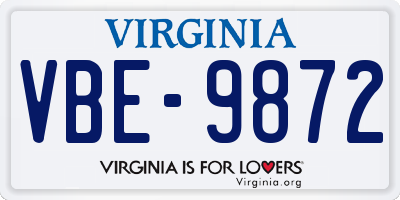 VA license plate VBE9872