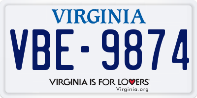 VA license plate VBE9874