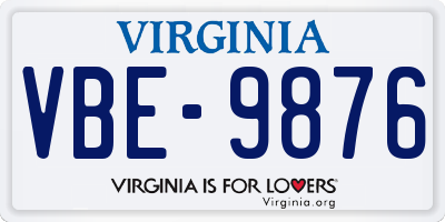 VA license plate VBE9876