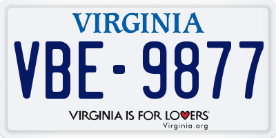 VA license plate VBE9877
