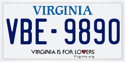 VA license plate VBE9890