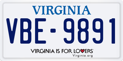 VA license plate VBE9891