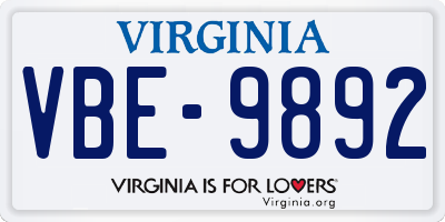 VA license plate VBE9892