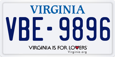 VA license plate VBE9896