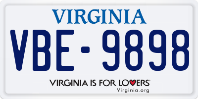 VA license plate VBE9898