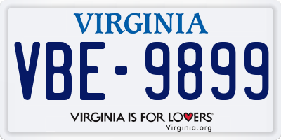 VA license plate VBE9899