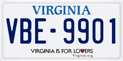 VA license plate VBE9901