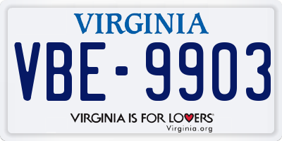 VA license plate VBE9903