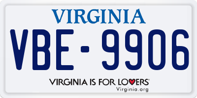 VA license plate VBE9906