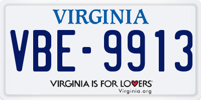 VA license plate VBE9913