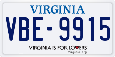 VA license plate VBE9915