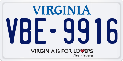 VA license plate VBE9916