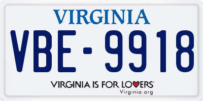 VA license plate VBE9918