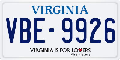 VA license plate VBE9926