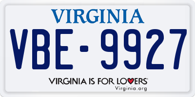 VA license plate VBE9927