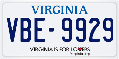 VA license plate VBE9929