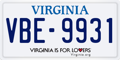 VA license plate VBE9931