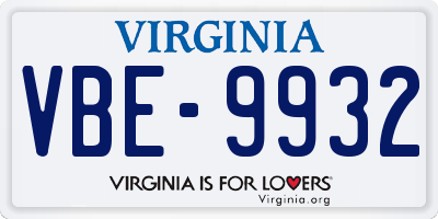 VA license plate VBE9932
