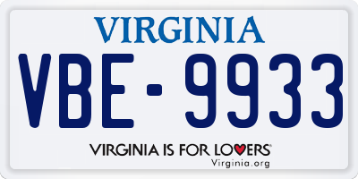 VA license plate VBE9933