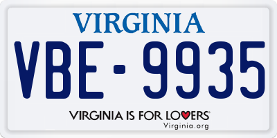 VA license plate VBE9935